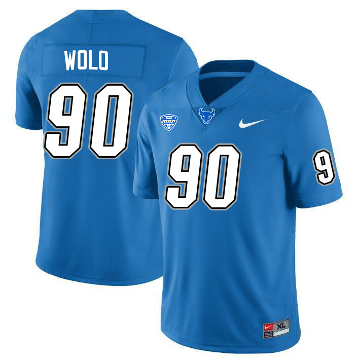 Buffalo Bulls #90 George Wolo College Football Jerseys Stitched Sale-Blue